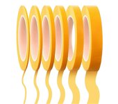 6 Cinta 1/16,7/10,1/8,1/4,1/2,3/4 pulgadas x 55 yardas, cinta de enmascarar de línea fina, enmascaramiento automotriz para pintores Amarillo