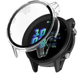 Qin Para la cubierta de la funda del reloj de PC duro de protección completa Garmin Forerunner 955 con protector de pantalla de vidrio templado Tra...