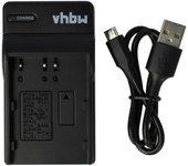 Cargador USB vhbw compatible con Pentax K10D, cámara videocámara/batería K20D - estuche de carga, indicador de carga, 8,4 V Negro