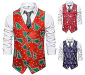 Chalecos navideños estampados para hombre Chalecos sin mangas estampados Árbol de Navidad rojo L