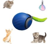Juguete para gatos de cola rápida, bola interactiva inteligente para gatos, juguete móvil automático de velocidad ajustable Azul