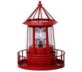 Faro alimentado por energía solar LED, lámpara giratoria de 360 grados Decoración del patio Torres de jardín impermeables Estatua Luces A Rojo