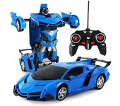 Juguete de juego de transformador de robot de coche con regalo de juguete de coche ligero duradero remoto para el Día del Niño Azul