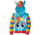 Sudadera con capucha con cremallera para niñas Niños et abrigo Rainbow Dash Sparkle Ropa de abrigo Azul claro 3-4 Years