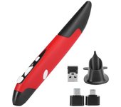 Lápiz óptico de computadora USB Piezas de PC Lápiz de ratón inalámbrico 2.4G Tipo de lápiz Vertical innovador personalizado (Rojo PR-03)
