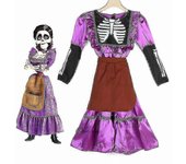 Coco Mama Imelda Cosplay Disfraz Chicas Esqueleto Vestido Música Soñar Alrededor de la Fiesta de Halloween Fancy Dress Para Niños Púrpura XL-160cm