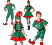 Atuendo navideño para padres e hijos Disfraz de elfo navideño para niños pequeños Traje de Navidad para niños pequeños Disfraz de Papá Noel-YuJia C...