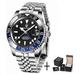 Versión V3 GMT Relojes Reloj mecánico automático de zafiro de lujo para hombre Reloj impermeable de acero inoxidable de 40 mm Jubileo azul negro