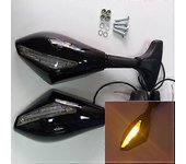 QX CBR1000RR 2008 2009 2010 2011 Espejo retrovisor de motocicleta con luz de giro para HONDA CBR 1000RR 2008 2009 2010 2011 CBR 1000 RR Black A