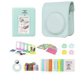 Para Instax Mini 12 7 en 1 Kit de accesorios Bolsa de cámara Álbum Marco de fotos Pegatinas Juego de lentes Verde claro Style B