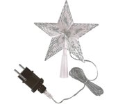 Punta de árbol de Navidad con 10 LED y enchufe - Punta de árbol de Navidad iluminada en blanco cálido - Punta de árbol de Navidad con forma de estr...