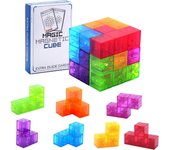 Bloques de construcción magnéticos para niños Cubo de rompecabezas magnético mágico 3D con 54 tarjetas guía para niños (rojo)