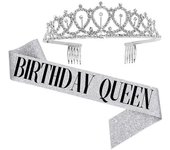 Tiara de fiesta de cumpleaños y juego de correa para el hombro Astilla QUEEN