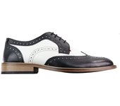 House Of Cavani Hombre Negro Blanco Oxford Leather Classic Formal Brogue Shoes UK7