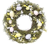 Corona de Pascua 36cm Corona de huevo de Pascua para la corona de primavera de la puerta principal con ramitas mixtas y huevos pastel para la decor...