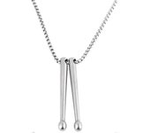 Collar Colgante Punk Drum Collar Cool Drum Stick para Mujeres Hombres Plata 60x3CM