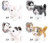Eléctrico Inteligente Peluche Vocal Mascota Gato Caminando Animal de Peluche Juguete Control De Correa Electrónica Interactiva Cola para Caminar D