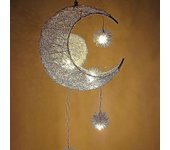 2025, encantadora luz de techo de aluminio colgante de luz de luz de hada de luna y estrella para la sala de estar del dormitorio de los niños