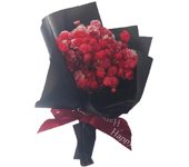 Ramo de rosa de gypsophila realista multicolor eterno de la flor seca natural para el aniversario de Jikaix Rojo de vino