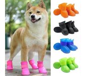Generic 4pcs Pet impermeable Rainshoe Bota de goma antideslizante para perros pequeños medianos grandes Gatos Zapato al aire libre Botines para per...