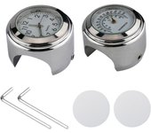 Reloj de manillar de motocicleta universal Termómetro de bicicleta Reemplazo a prueba de agua para motocicletas Bicy Plata white dial clock temp