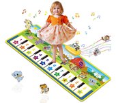 Alfombra de piano para niños, 100 x 36 Alfombra de baile de piano, Alfombra de música para niños 8 Sonidos de instrumentos Tapetes de juego táctile...