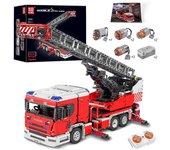 Juego de construcción de camiones de bomberos Mould King STEM, bloques de modelos de camiones de escalera de extintor de incendios grandes de 8 mot...