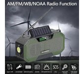 Radio de emergencia verde 5000mah Manivela solar portátil Am / fm / noaa Sos Radio con linterna; lámpara de lectura Cargador de teléfono celular ne...