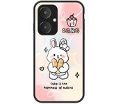 Compatible con Xiaomi Redmi 13C 5G Estuche de vidrio templado Funda de teléfono con patrón de dibujos animados - Happy Rabbit Multicolor Style E Xi...