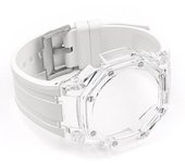Para correa de caucho G-Shock GAB2100/GA2100 Viton con caja Hebilla plateada/dorada Blanco 1