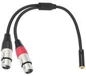 Adaptador doble XLR a 1/8 hembra, cable de mini jack balanceado (3,5 mm) hembra a micrófono, para mezclador de altavoces Negro