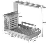 Organizador de cocina Fregadero Estante de esponja de acero inoxidable Toallero Toallero Jabón Cepillo Soporte con sartén de drenaje Tendedero de c...