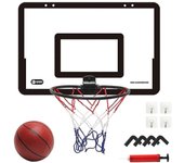 Tablero de baloncesto transparente de puerta colgante Mini tablero de baloncesto sin golpes con 1 red de canasta 4 gancho 1 baloncesto Negro