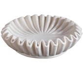 Cuenco decorativo con volantes estriados - Acentos de decoración del hogar para el estilo de la sala de estar Estantería de mesa de centro A Blanco