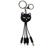 YELLO KOKO 3 en 1 USB A/micro USB y USB C y cable Lightning 0.15m Cat Negro