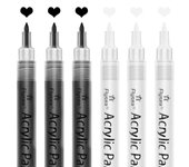Bolígrafos de pintura acrílica, paquete de 6 marcadores de pintura blanco negro, bolígrafos de pintura para pintura rupestre, piedra, cerámica, vid...