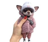 Muñeca hecha a mano Resina Cachorro de pie Figura de juguete Chihuahua SharPei Perro Lindo Muñeca de arcilla animal de moda B
