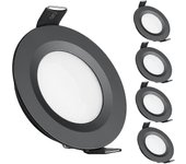 4 x 12V LED Luces de techo empotradas Campervan Downlights regulables para autocaravana Barco Van Caravana Yate Baño (Negro, Blanco cálido 3200K)
