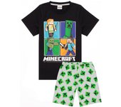 Vanilla Underground Conjunto de pijama de manga corta y pierna corta para niños de Minecraft Multicolor Creeper & Zombine All-Over Negro 8-9 Years