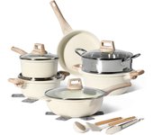 Juego de utensilios de cocina Just Perfecto para ollas y sartenes de granito antiadherente de 15 piezas (biege)
