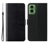 Para Motorola Moto G35 5G Funda con Tarjetero PU Cuero Flip Wallet Funda para Teléfono - Negro Multicolor Black