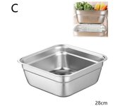Cuenca de drenaje de acero inoxidable engrosado Tamiz de fondo plano Cuenca de drenaje de arroz 28cm Square basin series