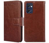 Para Oppo Find X5 Lite Smartphone Shell Cierre magnético Pu Leather Wallet Cover Flip Stand Folio Phone Case Marrón