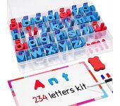 Baicccf JoyNote Classroom Magnetic Letters Kit 234 piezas con tablero magnético de doble cara - Letras del alfabeto de espuma para niños Ortografía...