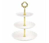 Elegante expositor de postres de 3 niveles: plástico, fácil de montar para fiestas y bodas, portátil y lavable Blanco