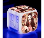Anime Ghost Slayer Reloj despertador colorido LED Reloj cuadrado Reloj despertador digital con hora, temperatura, alarma, fecha