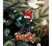 Adorno del árbol de Navidad con sombrero de Navidad Decoración del árbol de Navidad Gnomo de Navidad hecho de madera Perro de Navidad Colgante del ...