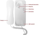 Timbres Teléfono de audio de 2 hilos sin estación al aire libre Intercomunicador electrónico Puerta del edificio de apartamentos Ha Blanco