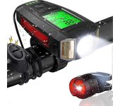 Conjunto de luces LED para bicicletas con computadora para bicicletas Luces de bicicleta recargables con luz trasera de campana fuerte 5 modos de i...