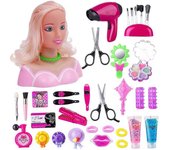 Unbrand 2024 NUEVO 35pcs Cabeza de peinado Maquillaje para niños Peluquería Maquillaje Muñecas Peluquería Muñecas de peinado Cabeza Accesorios para...